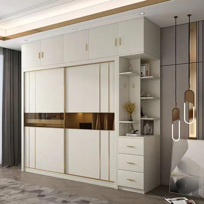 White sliding wardrobe with display niche