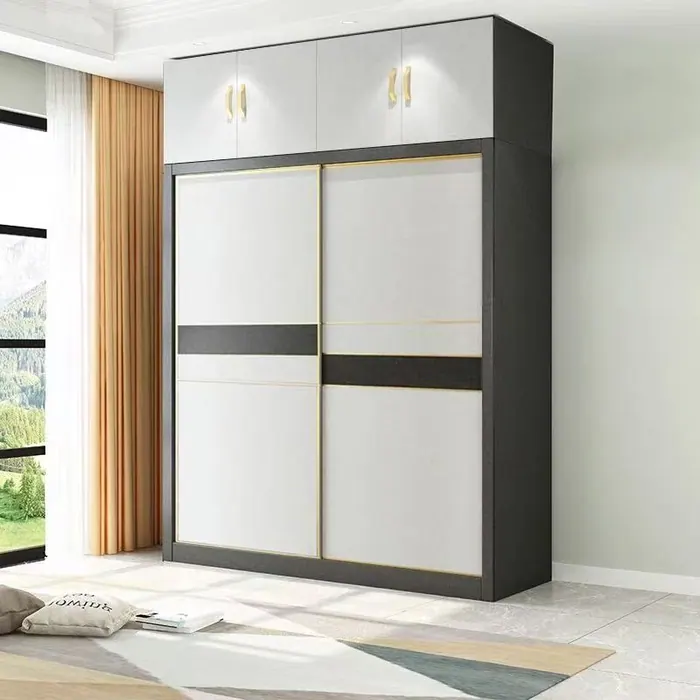 Grey and white sliding wardrobe