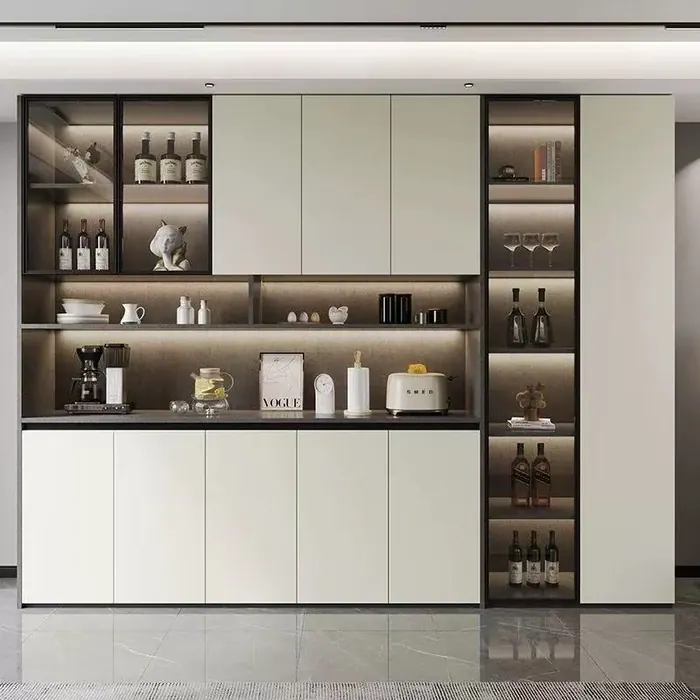 Dining sideboard with wine display and lighting