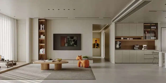 Open living and kitchen layout