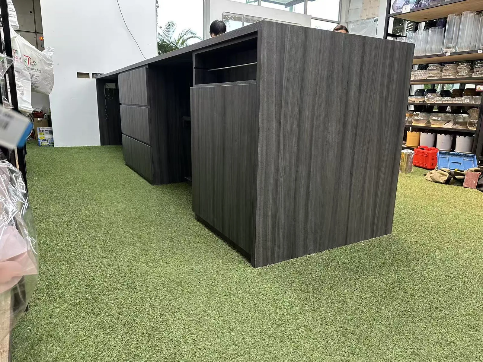 Freshly built commercial service counter before delivery